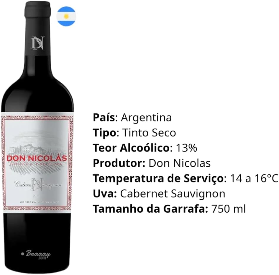 Don Nicolás Vinho Tinto Argentino Cabernet Sauvignon 750Ml - Imagem 4