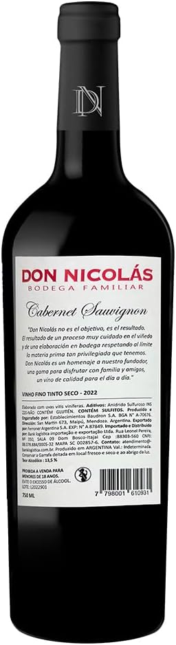 Don Nicolás Vinho Tinto Argentino Cabernet Sauvignon 750Ml - Imagem 5