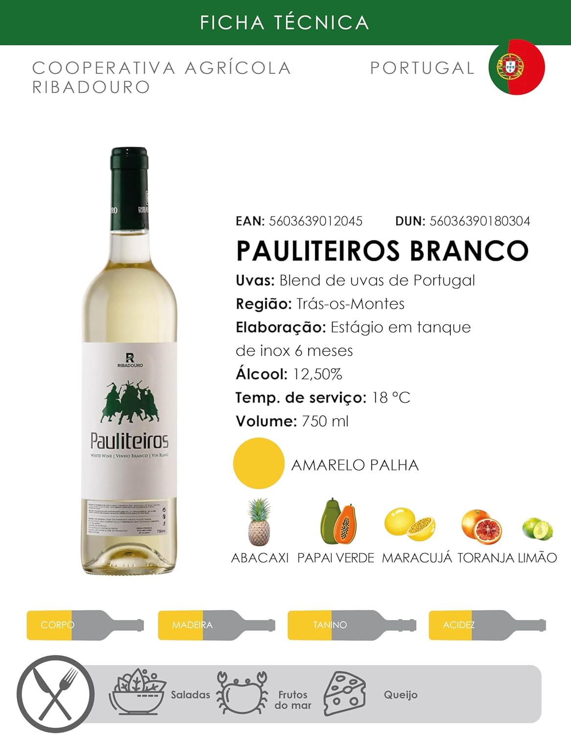 Pauliteiros Vinho Português Branco 750Ml - Imagem 4