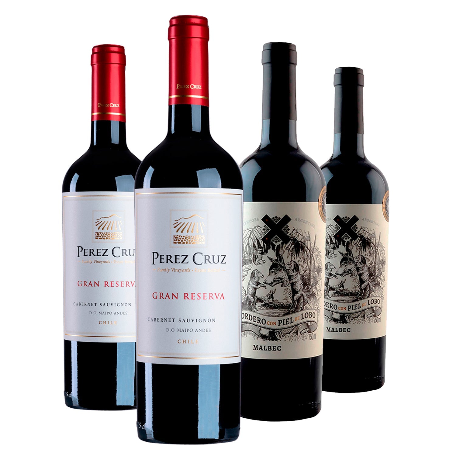 Kit 4 Cordero Malbec e Pérez Cruz Gran Reserva Cabernet Sauvignon
